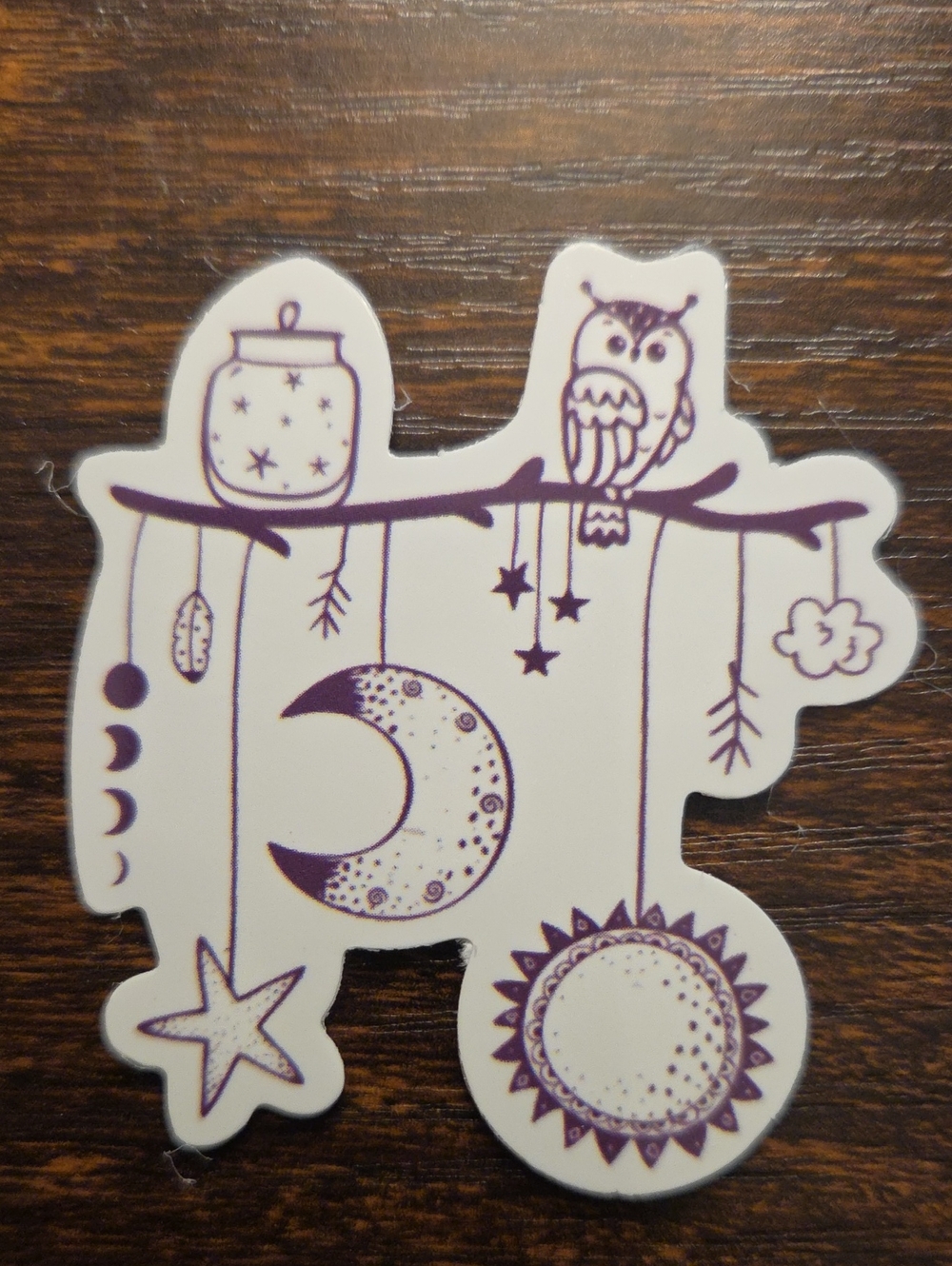 Purple Moon & Owl Decorative Sticker - Home Design Accent